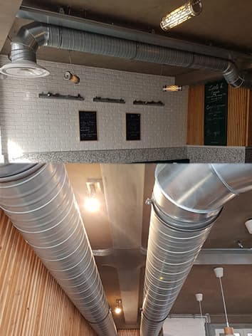 photo de gaine d'une clim gainable d'un restaurant qui s'appelle little b